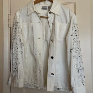 White denim jacket jeweled